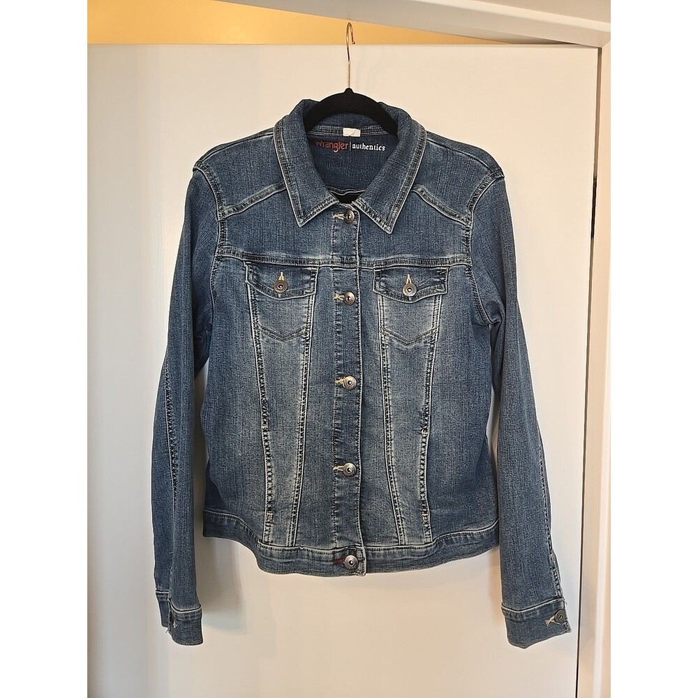 Wrangler Authentics Women's Stretch Denim Jacket Pockets Blue Large